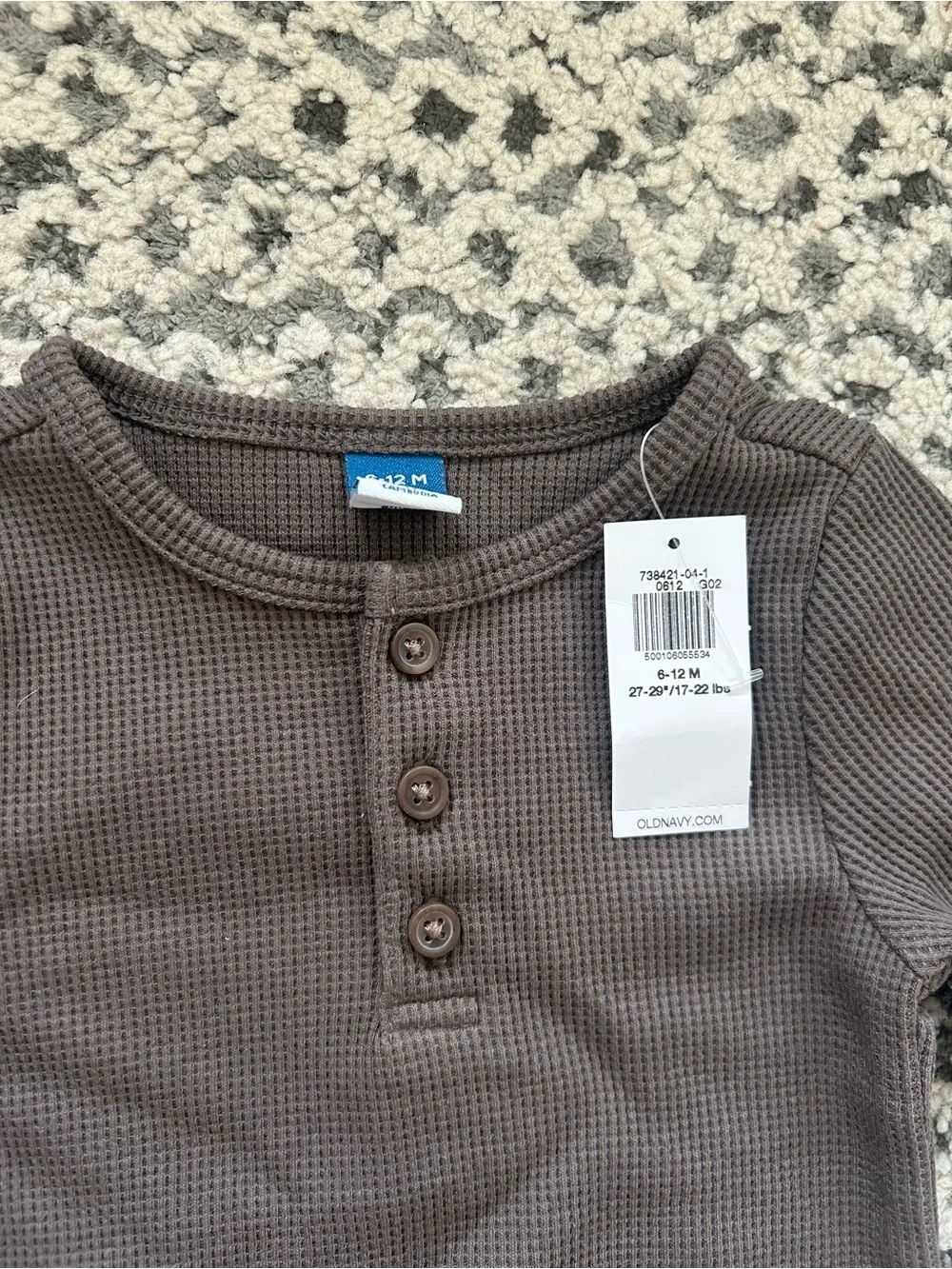 Old Navy Brown Waffle Henley Baby One-Piece